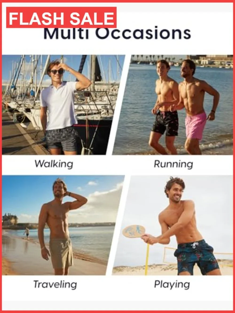 Mens Swim Trunks 9 Inch Board Shorts with Zip Pockets Quick Dry Stretch